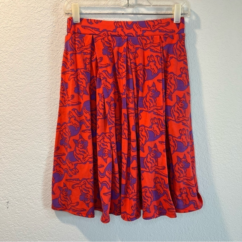 Women’s Lularoe red German Shepherd printed a-line skirt size small S